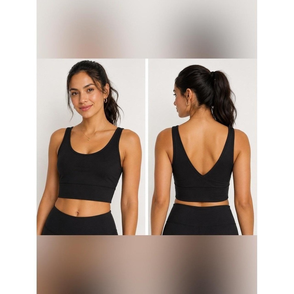 lululemon Black Scoop Neck V-Back Crop Top Size 6